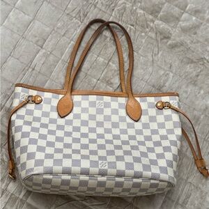 Louis Vuitton Gray and Tan Checkered Tote